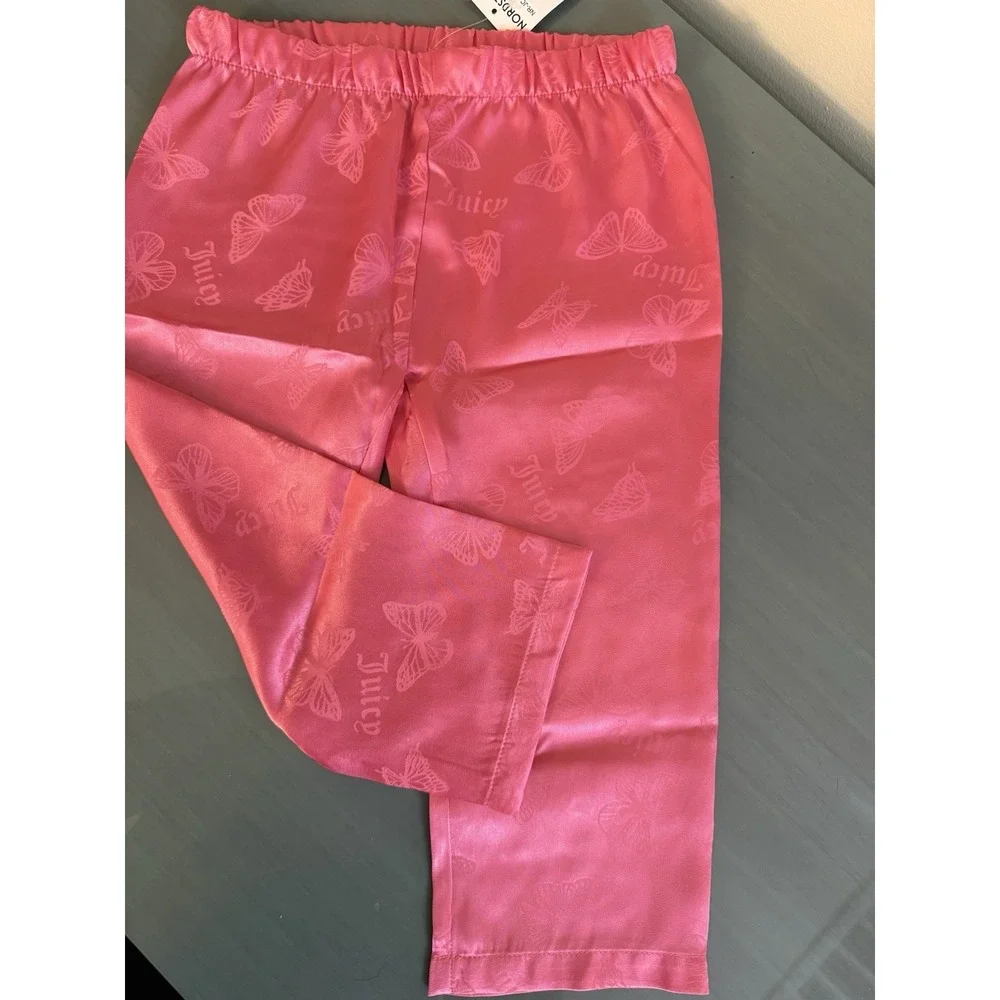 Juicy Couture Kids Satin Short Sleeve Top Pants Pajamas  Set Toddler Girl 3T New
